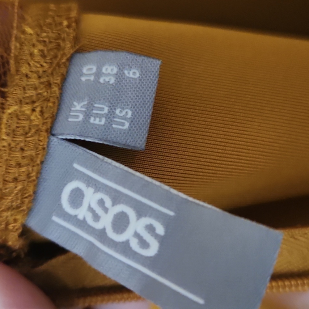 ASOS Delicate Lace & Scuba Ruffle Shift Mini Dress Fall Party Wedding Guest Glam - Picture 12 of 14